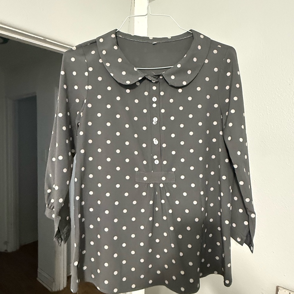 Gray Polka Dot Women's Top